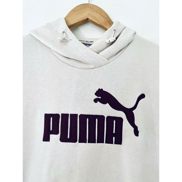 Puma Beige Pink Purple Logo Pullover Hoodie Sz L - Picture 4 of 7